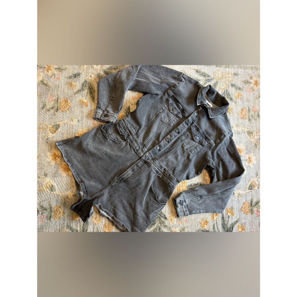 Good American Long Sleeve Jean Romper Size 5